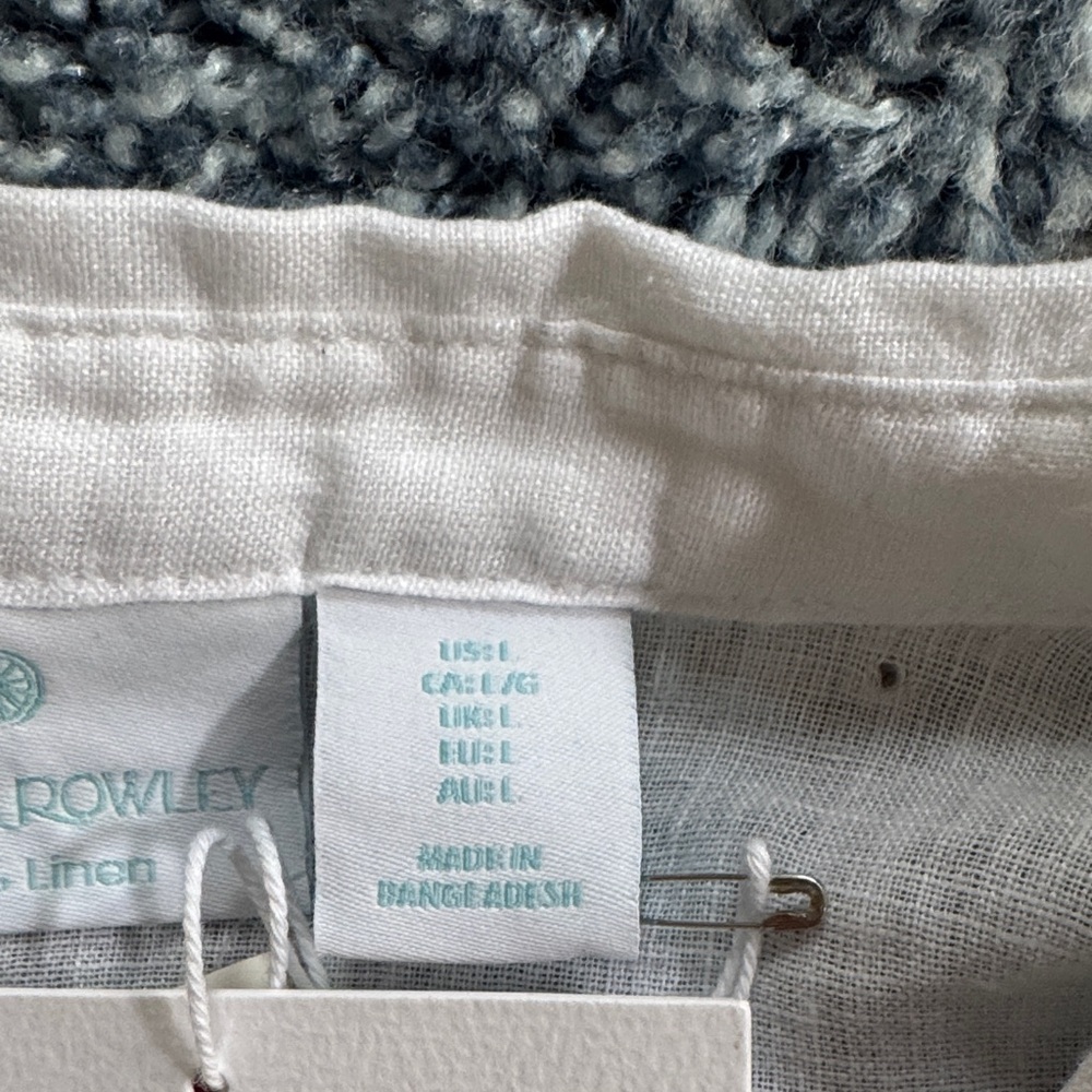 Cynthia Rowley Cropped style White Button Down Linen Shirt - Picture 5 of 5